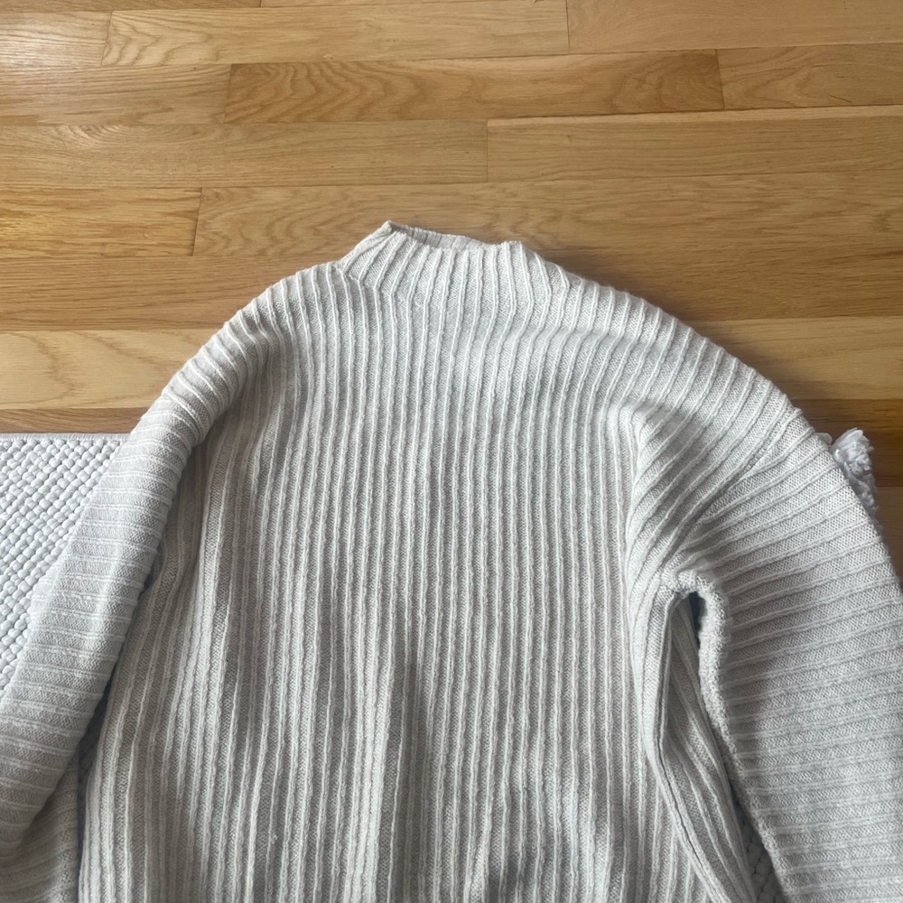 Mango Cream Ribbed Knit Sweater